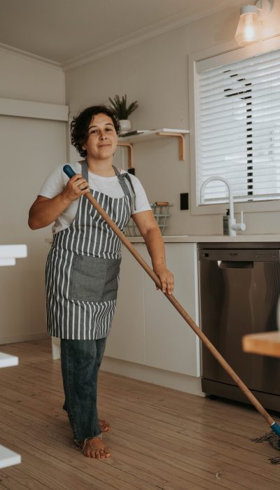 mopping the kitchen floor